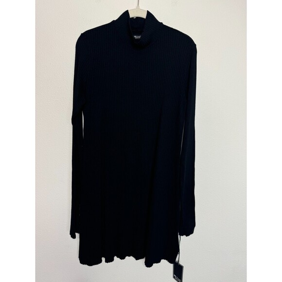 Michael Lauren Revolve Ribbed Knit Turtleneck Dress Size S Black Raw Hem New - Picture 4 of 15